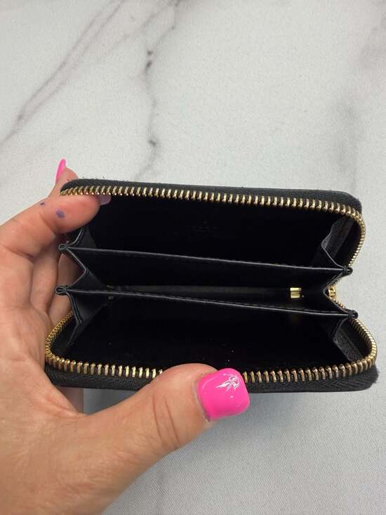 Gucci Logo Print Black Leather Zip-Around Coin Case Card Wallet 547597 - Picture 3 of 8